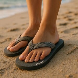 Gray Everest Flip Flops with Patterned Straps 11